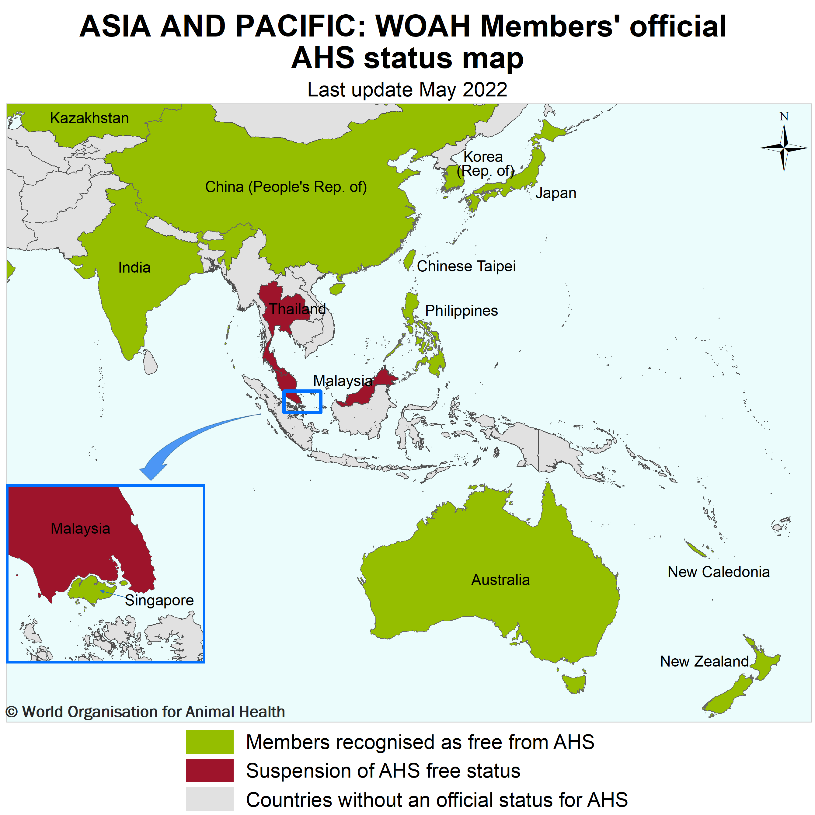 African Horse Sickness in Asia Map