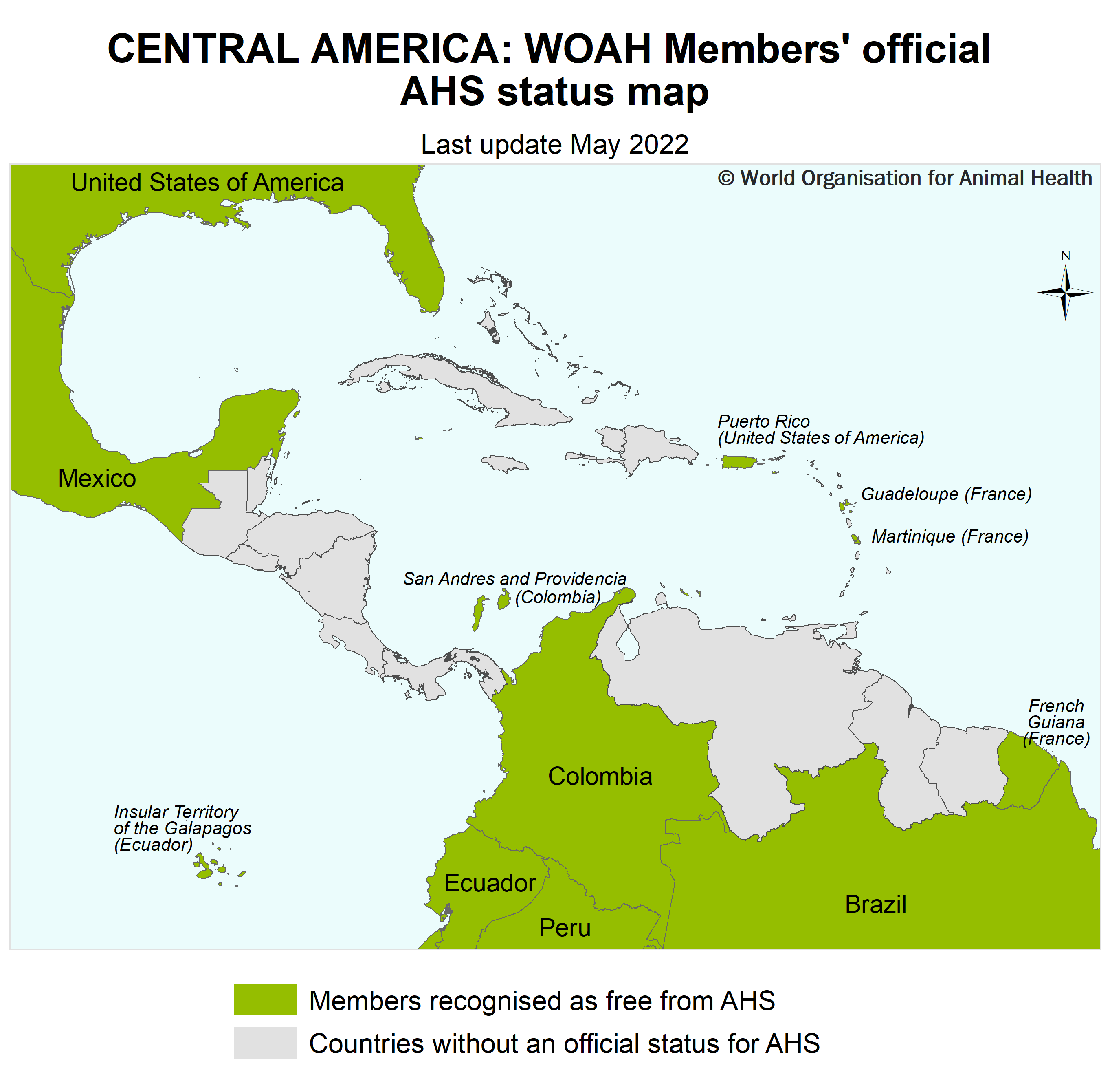 African Horse Sickness in Central America Map