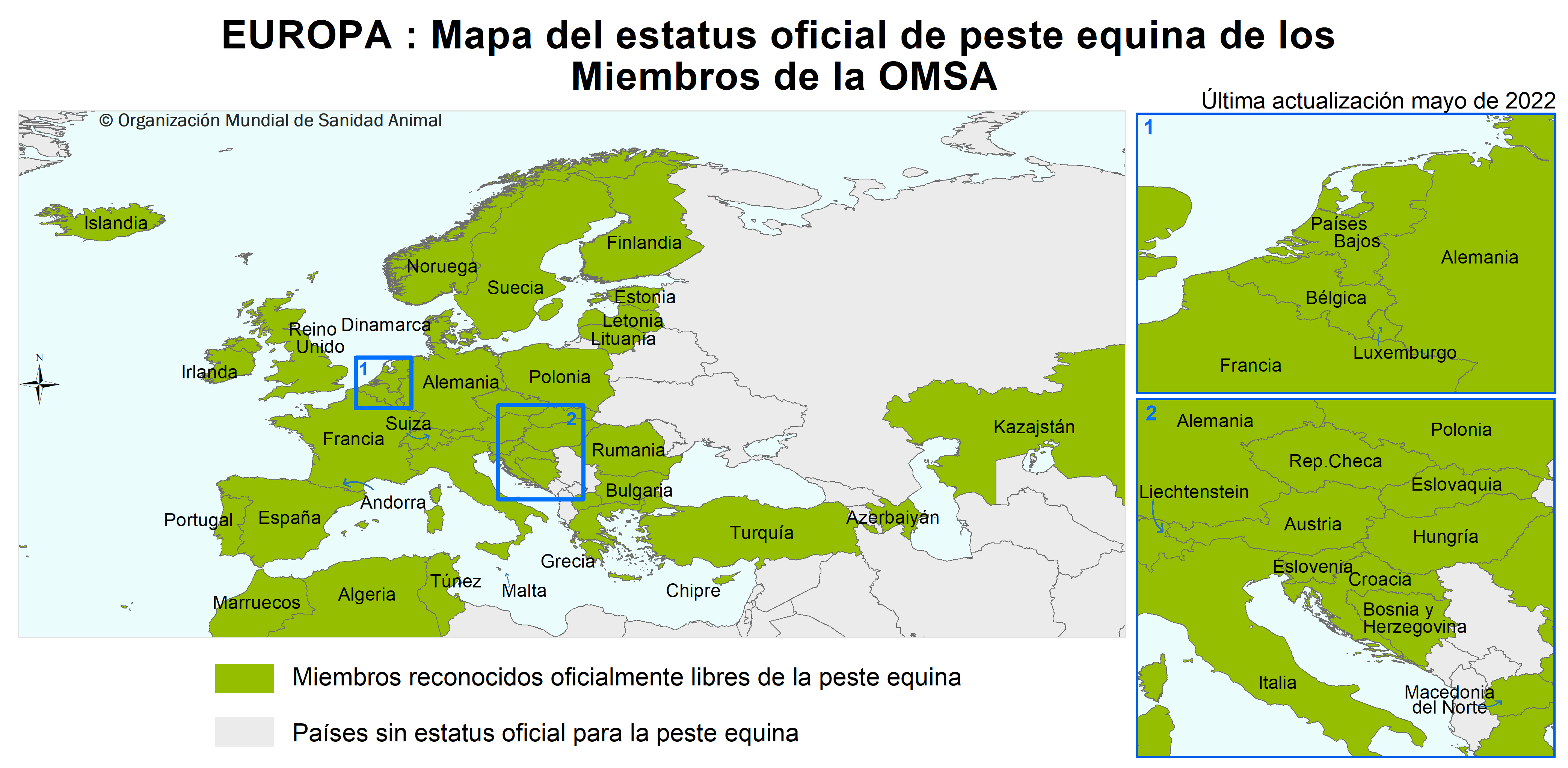 Peste equina mapa OMSA Europa