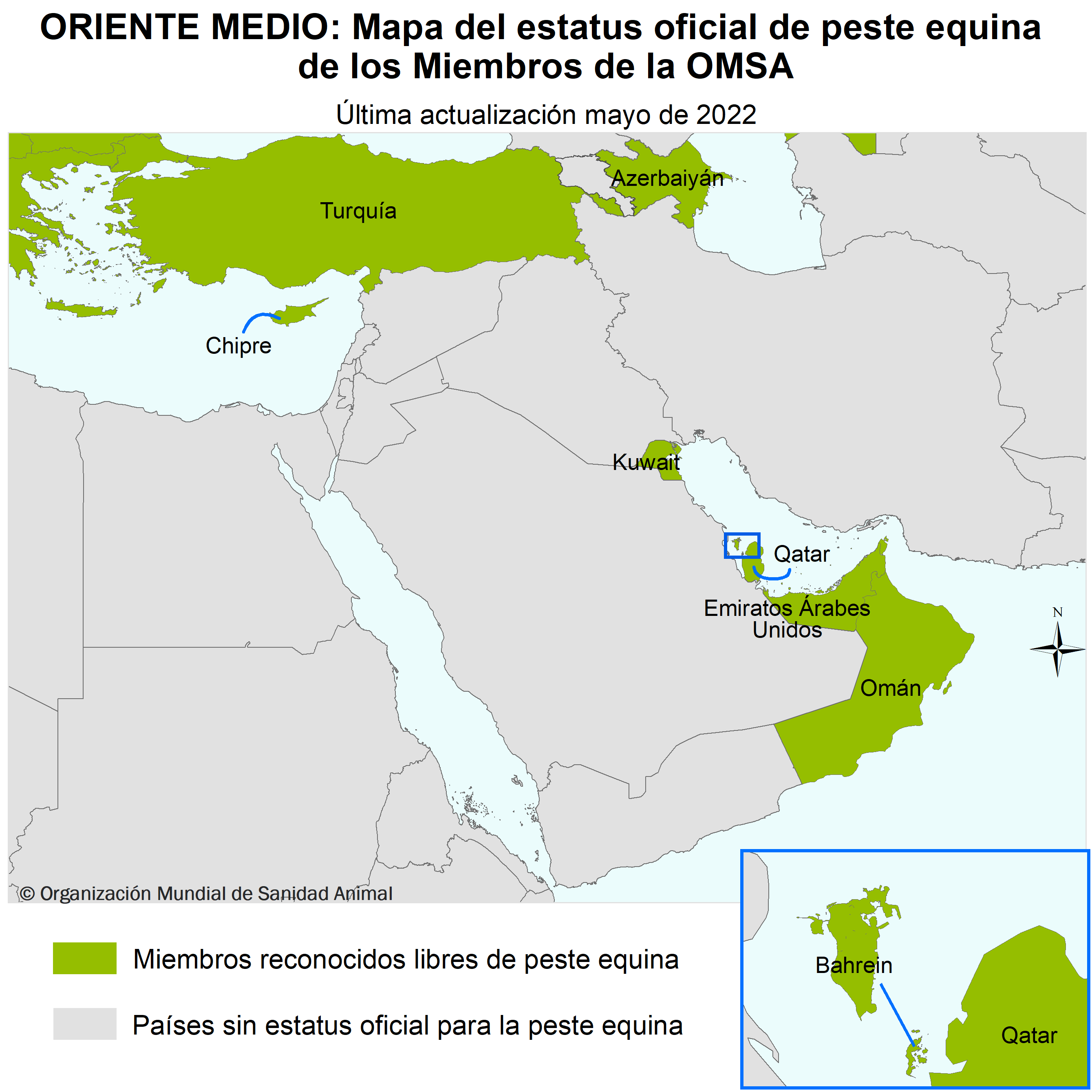 Mapa OMSA Oriente Medio Peste Equina