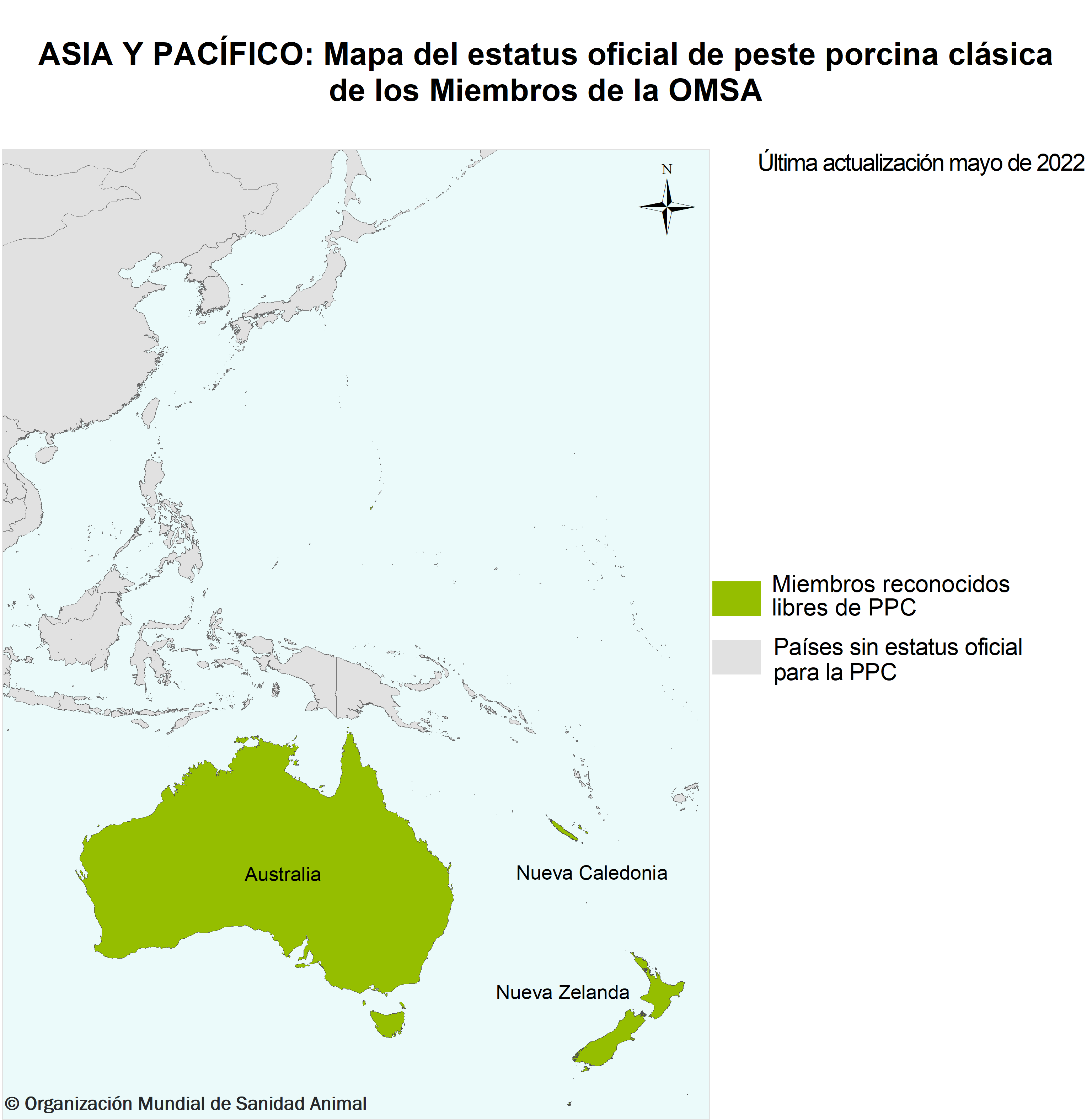 Asia y pacifico mapa peste porcina OMSA