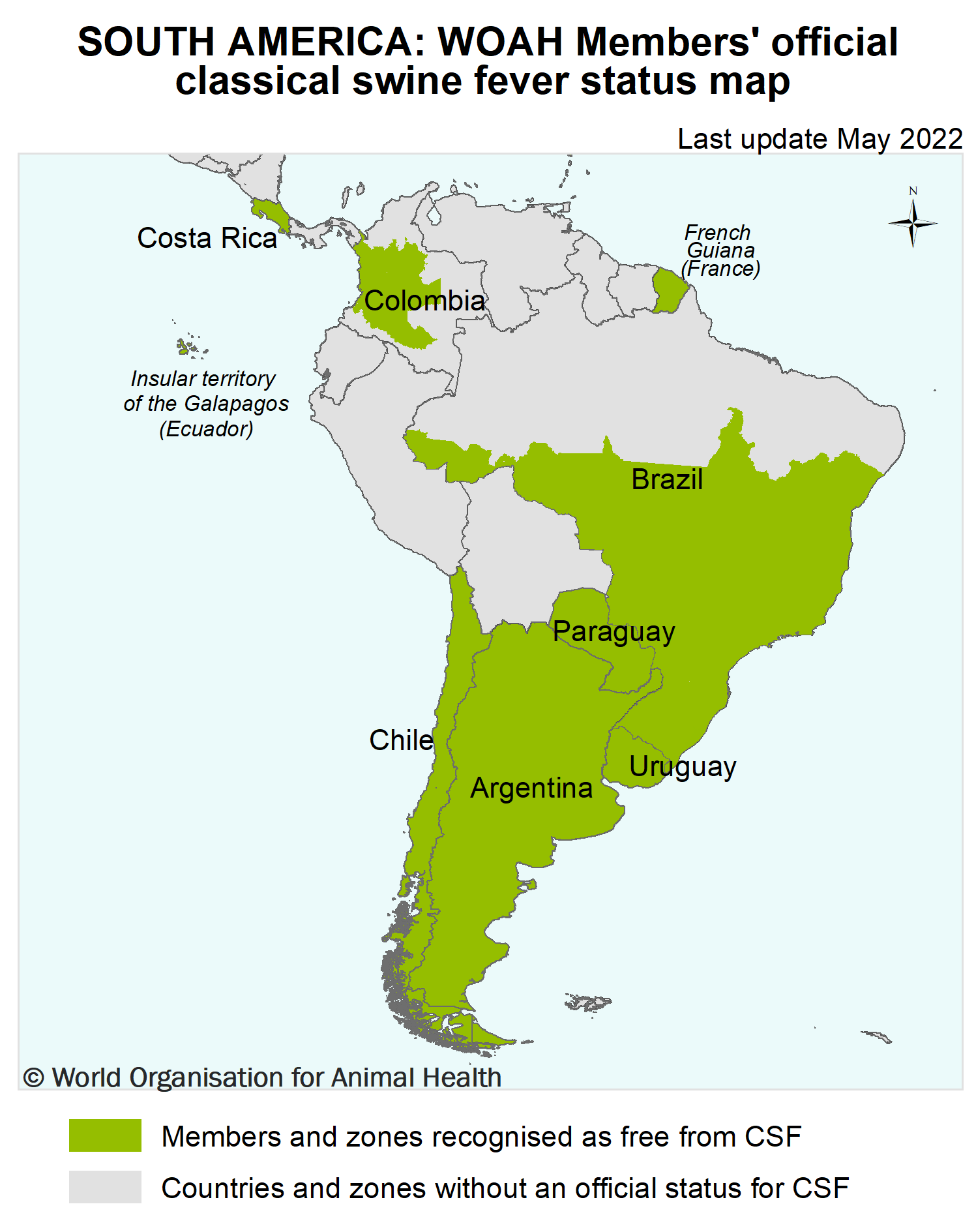 Classical Swine Fever South America Map