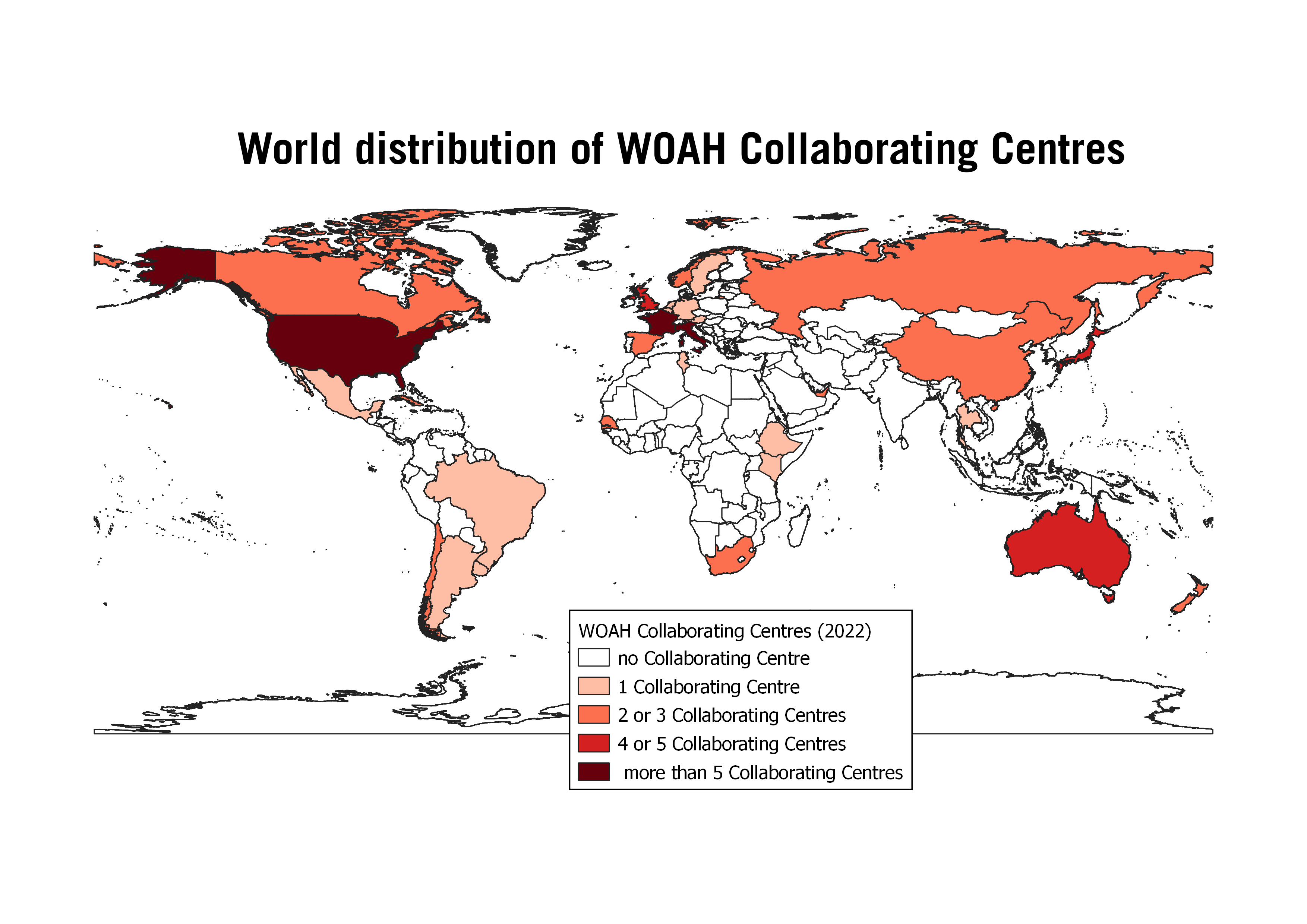 World distribution of WOAH Collaborating centres
